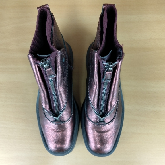 NWT Sam Edelman Linds Zip Genuine Leather Boots in Bordeaux (Metallic Red)Sz.6.5 - Picture 8 of 14
